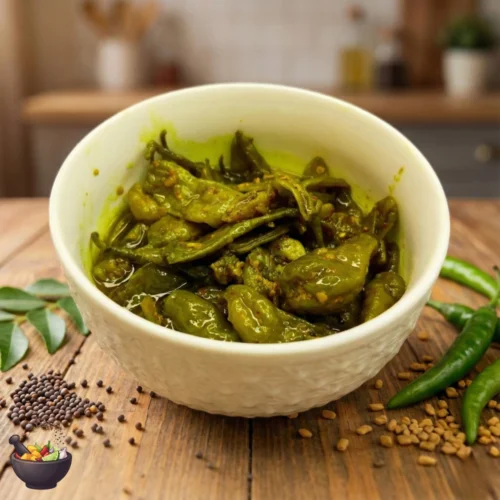 Green Chili Pickle in Mustard Oil