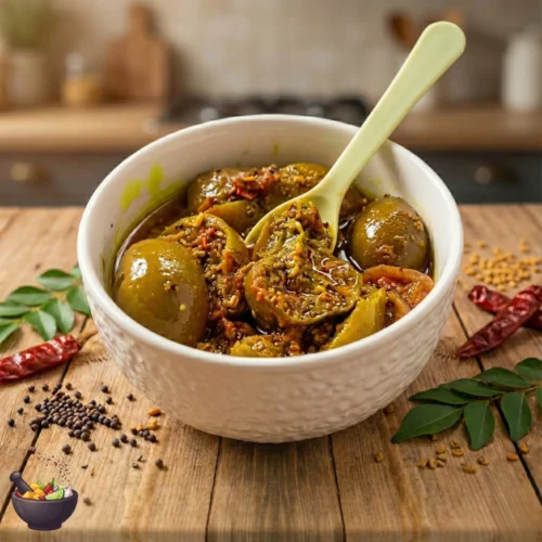 Green Olive Pickle in Mustard Oil Jar
