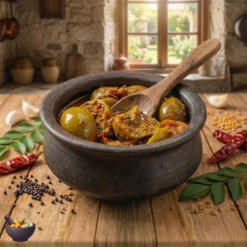 Green Olive Pickle in Mustard Oil Jar