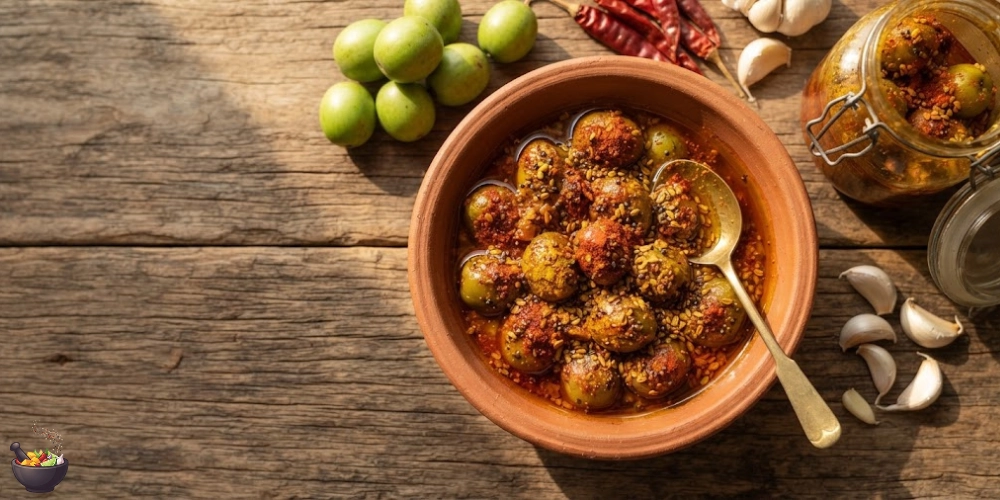 Homemade Lasora Pickle Recipe - Traditional Pakistani Achar in Clay Bowl