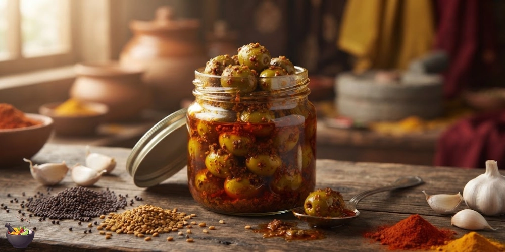 Olive Pickle Recipe - Traditional Pakistani Olive Achar in Mustard Oil